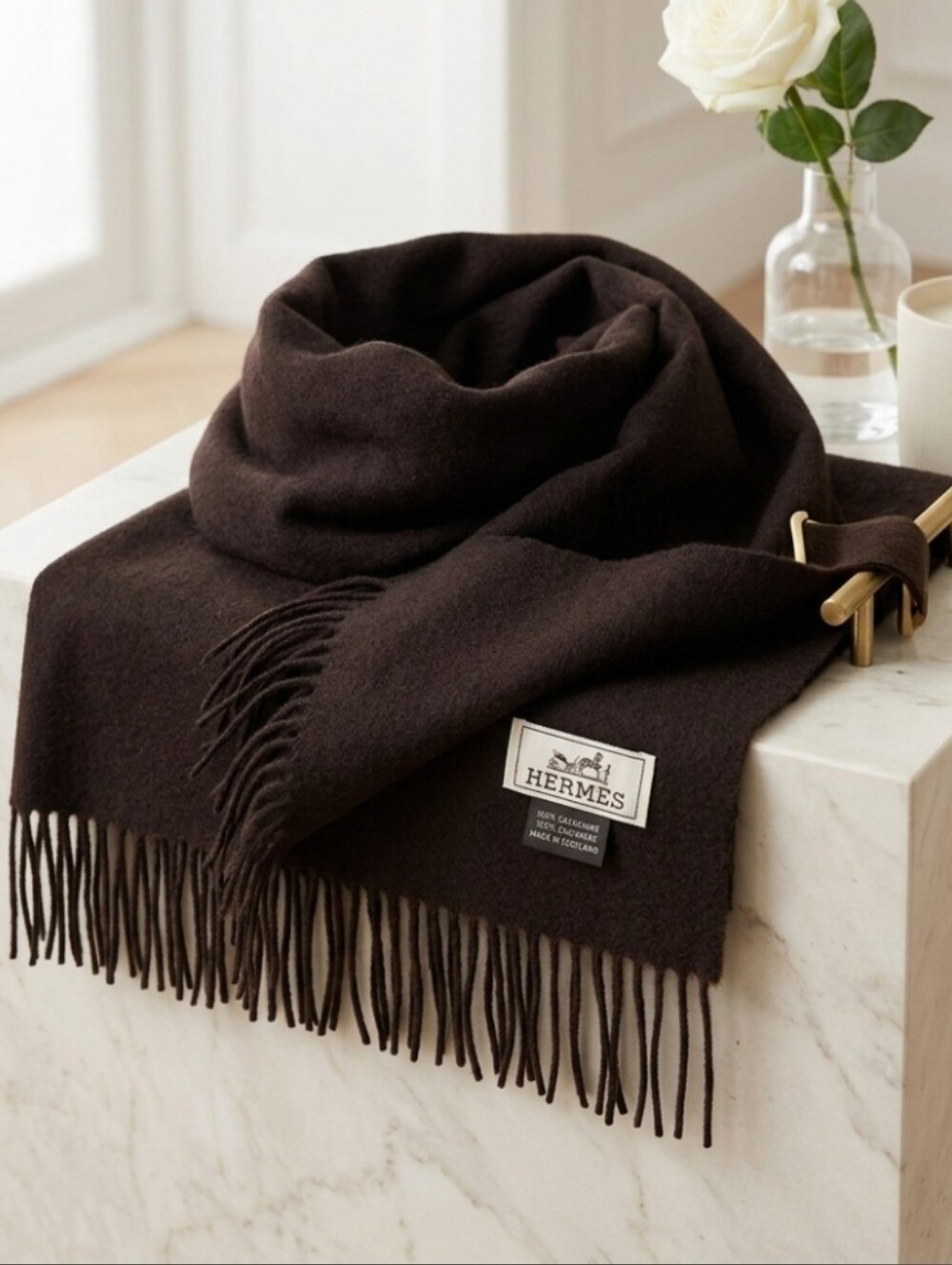 $5 OPPORTUNITY Hermes 100% Cashmere scarf MSRP $659 - $99 CREME DA LA CREME DUCK